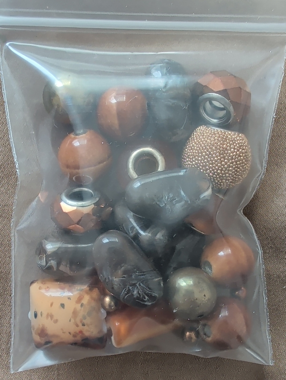 Assorted Brown and Gray Decorative Bead Mix for Crafting